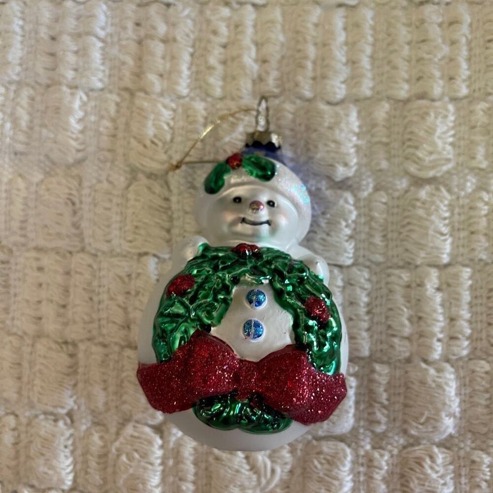 Vintage blown glass snowman Christmas Ornament 1998